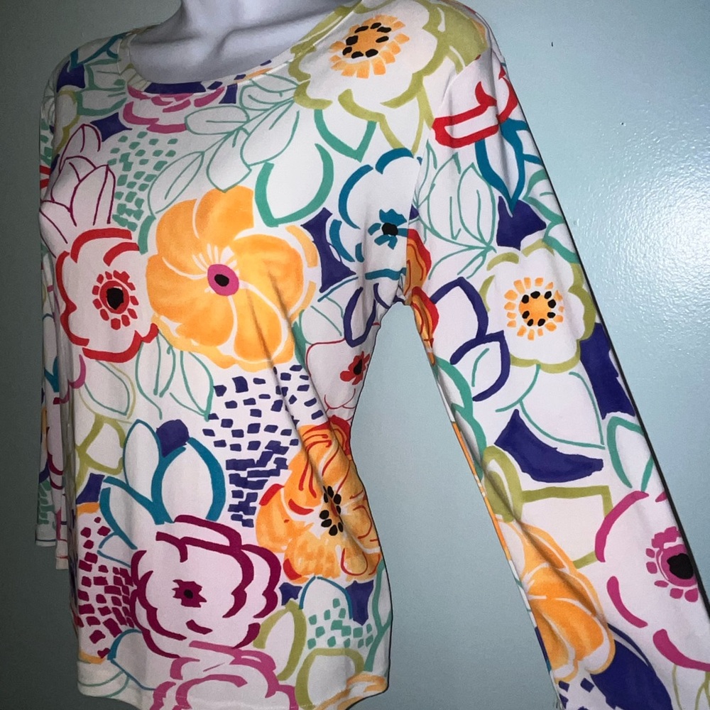 ELCC  Blouse‎ Size Medium Multi Color Floral - Picture 5 of 9